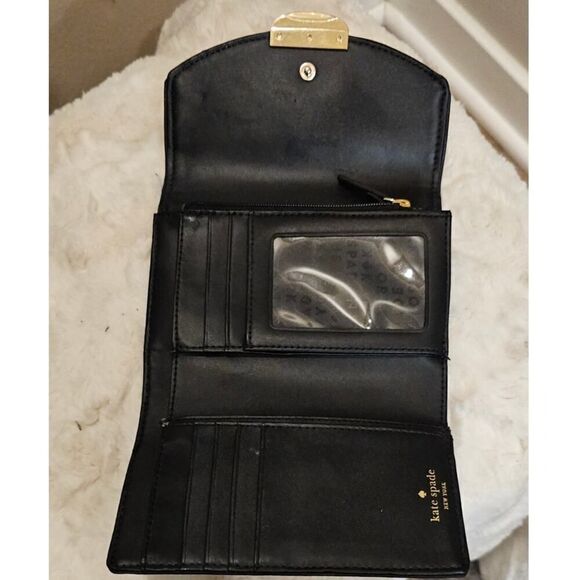 Kate Spade Black Pebble Leather Trifold Wallet - Picture 3 of 8
